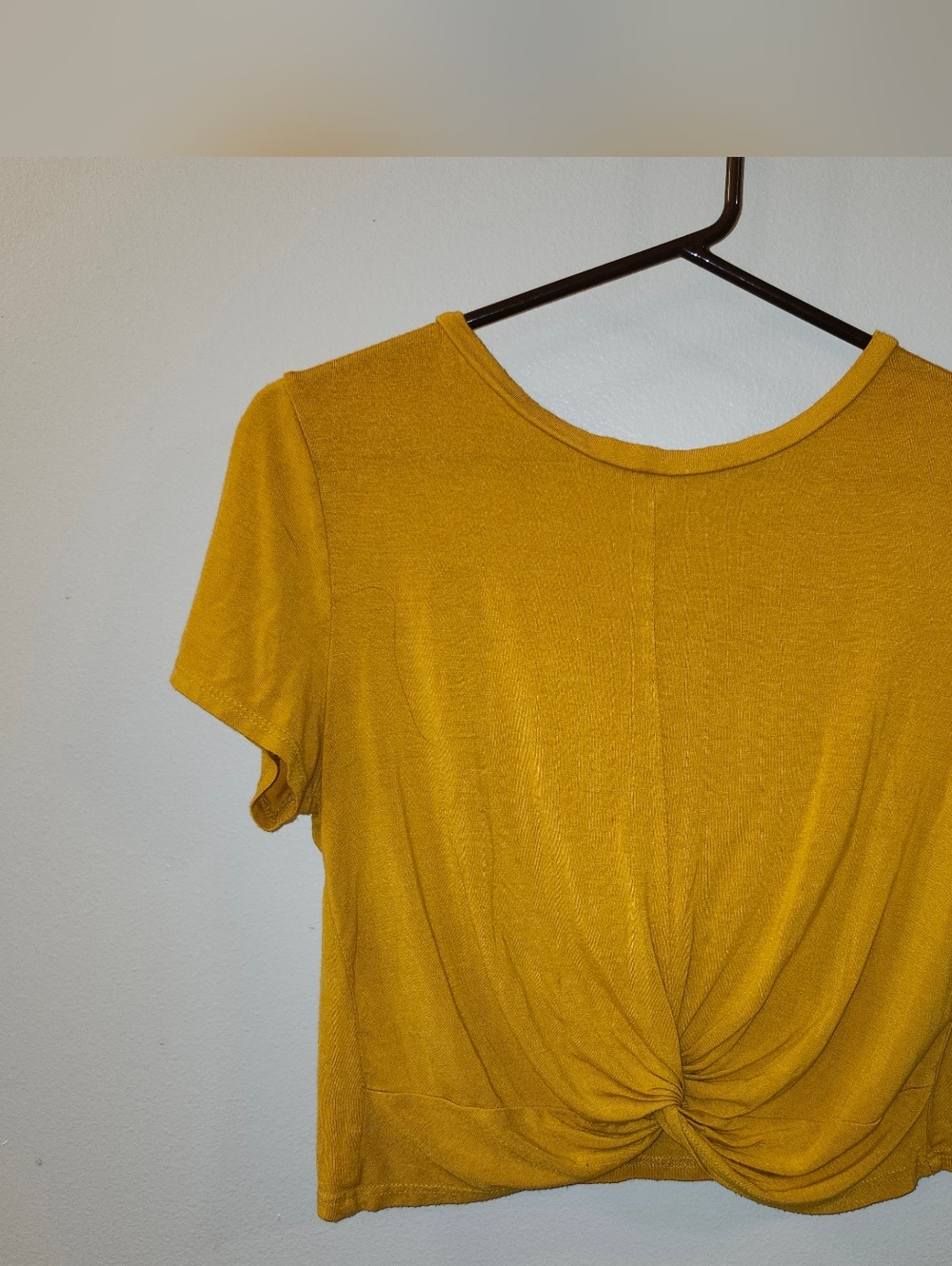 Mustard Yellow Crop Top Twist Knot